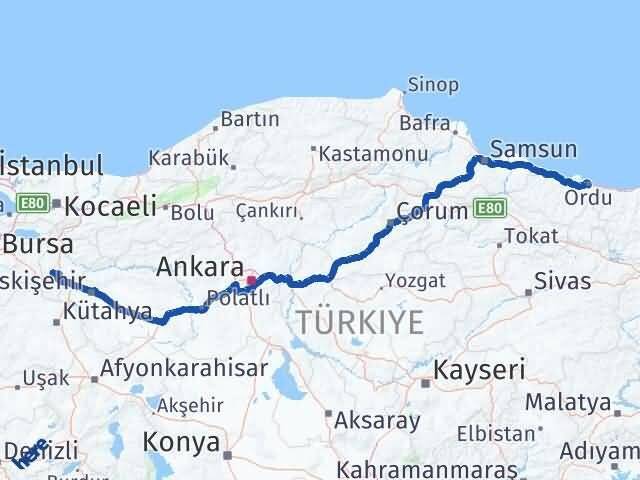 Ordu Pazaryeri Bilecik Arası Kaç Km - Yol Haritası