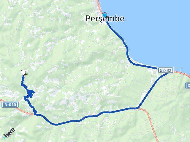 Ordu Perşembe Tepeköy Perşembe Arası Kaç Km - Yol Haritası