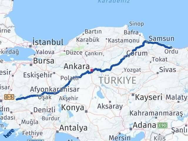 Ordu Salihli Manisa Arası Kaç Km - Yol Haritası