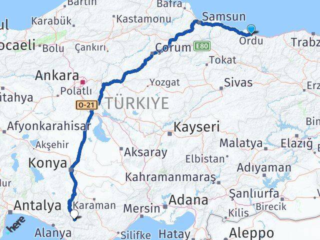 Ordu Sarıveliler Karaman Arası Kaç Km - Yol Haritası