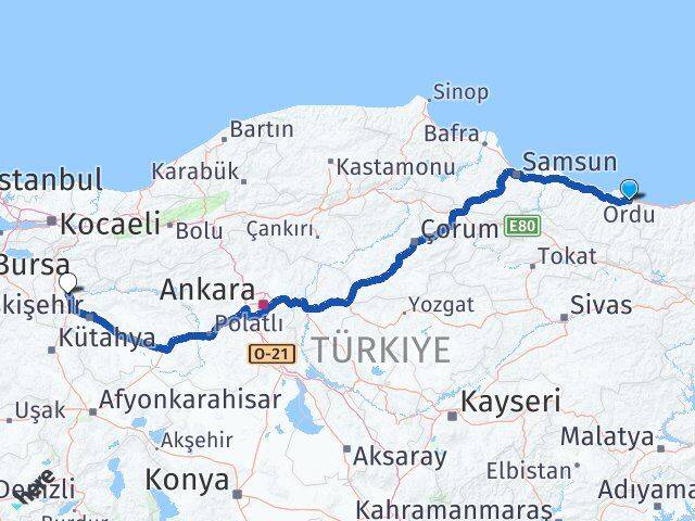 Ordu Söğüt Bilecik Arası Kaç Km - Yol Haritası