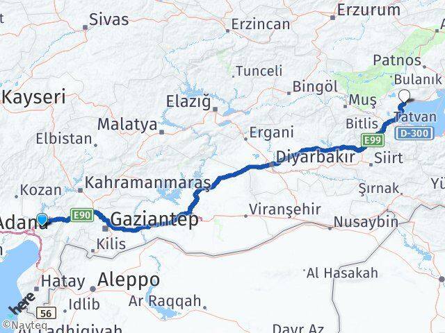 Osmaniye Ahlat Bitlis Arası Kaç Km - Yol Haritası