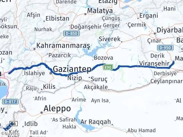 Osmaniye Artuklu Mardin Arası Kaç Km - Yol Haritası