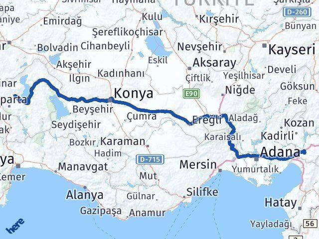Osmaniye Atabey Isparta Arası Kaç Km - Yol Haritası
