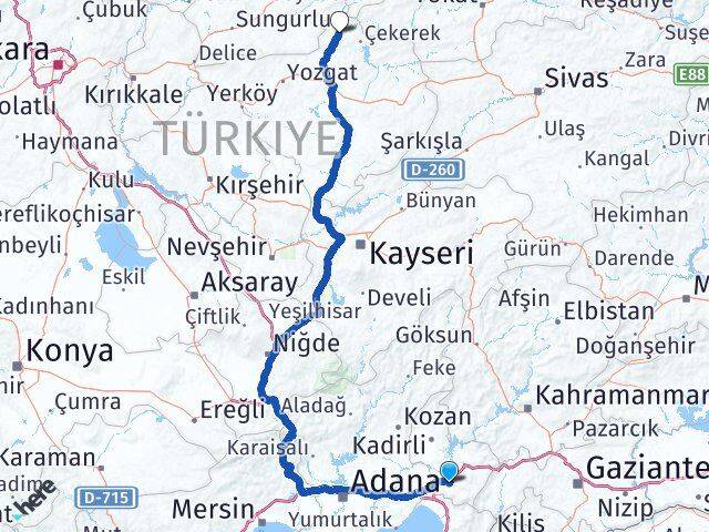 Osmaniye Aydıncık Yozgat Arası Kaç Km - Yol Haritası