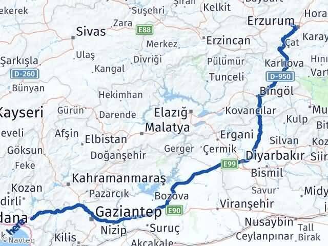 Osmaniye Aziziye Erzurum Arası Kaç Km - Yol Haritası