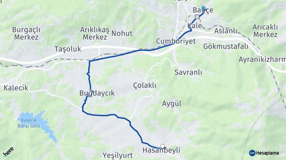 Osmaniye Bahçe Hasanbeyli Arası Kaç Km - Yol Haritası