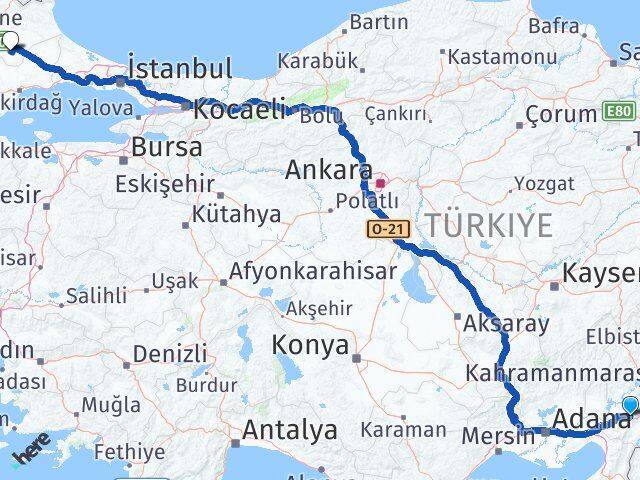 Osmaniye Bahçe Lüleburgaz Kırklareli Arası Kaç Km - Yol Haritası