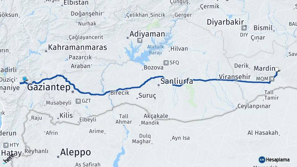 Osmaniye Bahçe Mardin Arası Kaç Km - Yol Haritası