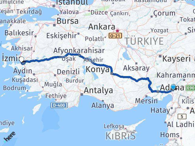 Osmaniye Balçova İzmir Arası Kaç Km - Yol Haritası