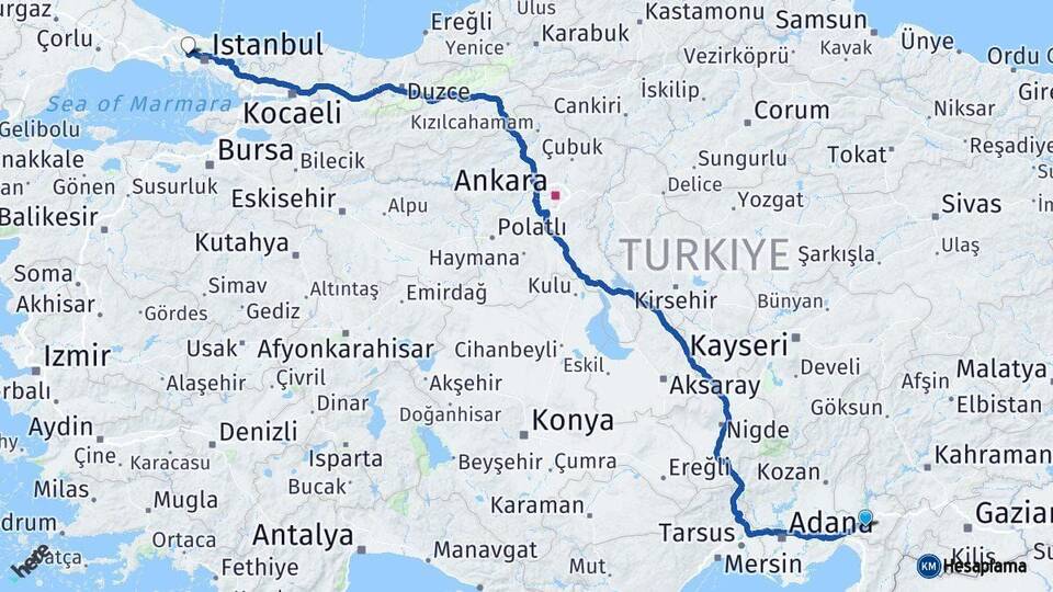 Osmaniye Başakşehir İstanbul Arası Kaç Km - Yol Haritası