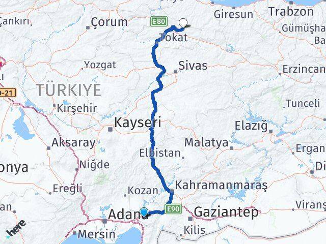 Osmaniye Başçiftlik Tokat Arası Kaç Km - Yol Haritası