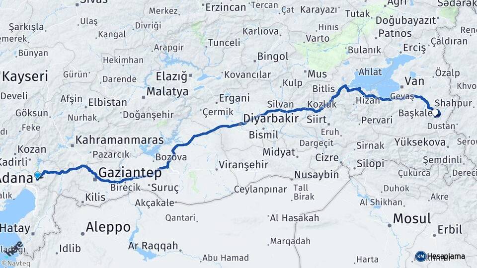 Osmaniye Başkale Van Arası Kaç Km - Yol Haritası