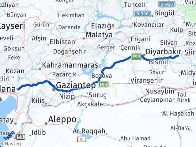 Osmaniye Beşiri Batman Arası Kaç Km - Yol Haritası