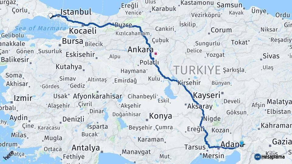 Osmaniye Beylikdüzü İstanbul Arası Kaç Km - Yol Haritası