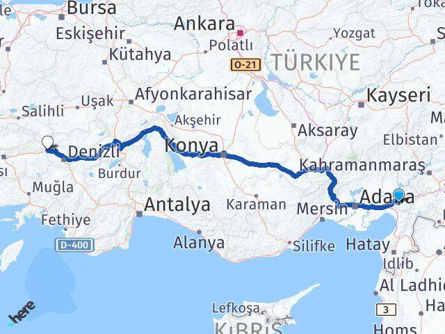 Osmaniye Buharkent Aydın Arası Kaç Km - Yol Haritası