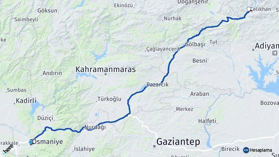 Osmaniye Çelikhan Adıyaman Arası Kaç Saat? Yol Haritası, Yakıt, Rota ve Mesafe Hesaplama Osmaniye Çelikhan Adıyaman Arası Kaç Km? Kaç Saat? Yol Haritası