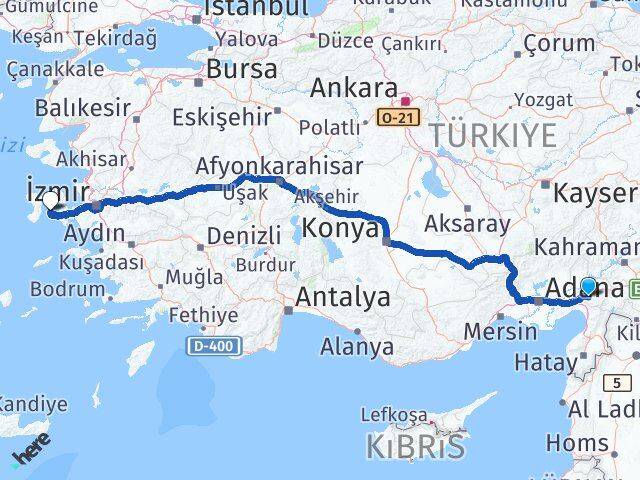 Osmaniye Çeşme İzmir Arası Kaç Km - Yol Haritası