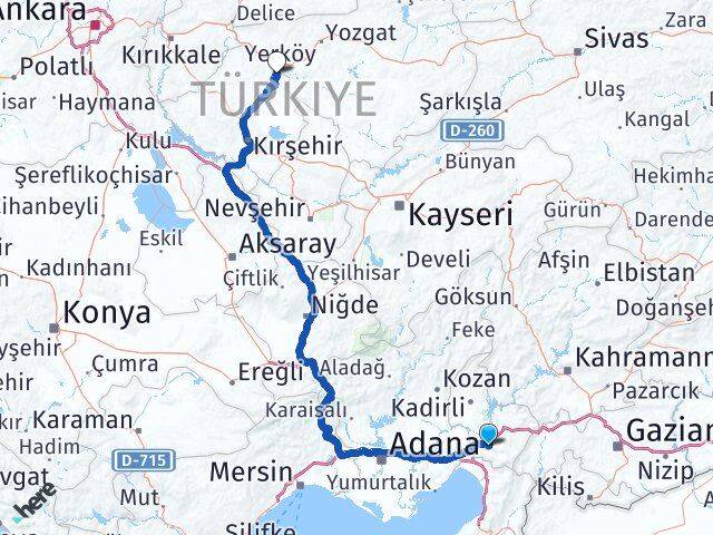 Osmaniye Çiçekdağı Kırşehir Arası Kaç Km - Yol Haritası