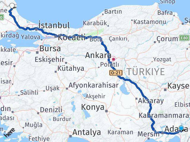 Osmaniye Demirköy Kırklareli Arası Kaç Km - Yol Haritası
