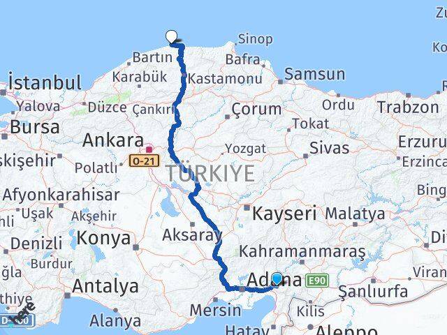 Osmaniye Doğanyurt Kastamonu Arası Kaç Km - Yol Haritası