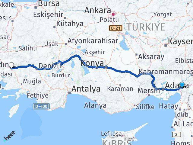 Osmaniye Efeler Aydın Arası Kaç Km - Yol Haritası