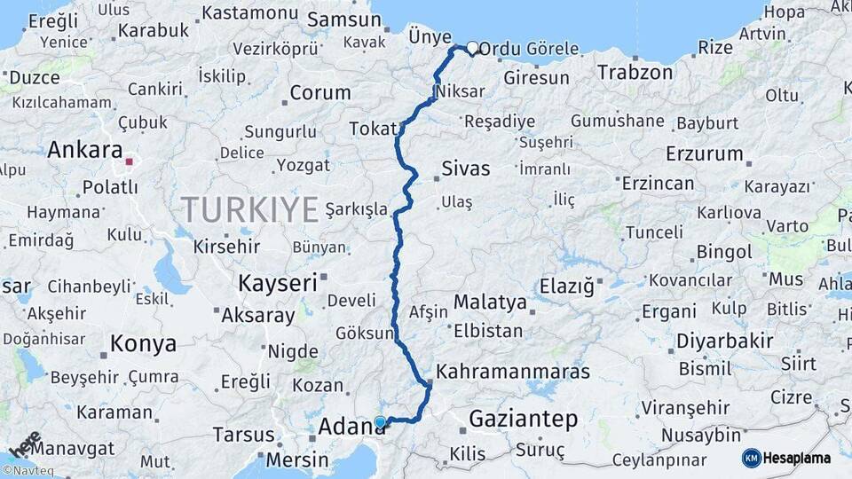 Osmaniye Fatsa Ordu Arası Kaç Km - Yol Haritası