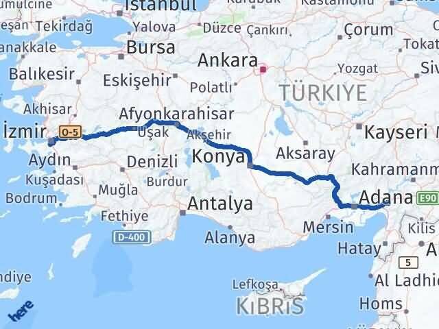 Osmaniye Gaziemir İzmir Arası Kaç Km - Yol Haritası