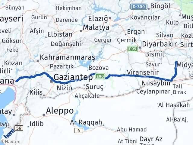 Osmaniye Gercüş Batman Arası Kaç Km - Yol Haritası