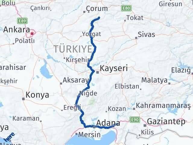Osmaniye Göynücek Amasya Arası Kaç Km - Yol Haritası