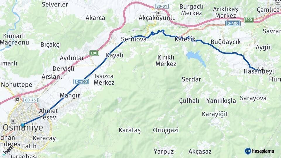 Osmaniye Hasanbeyli Arası Kaç Km - Yol Haritası