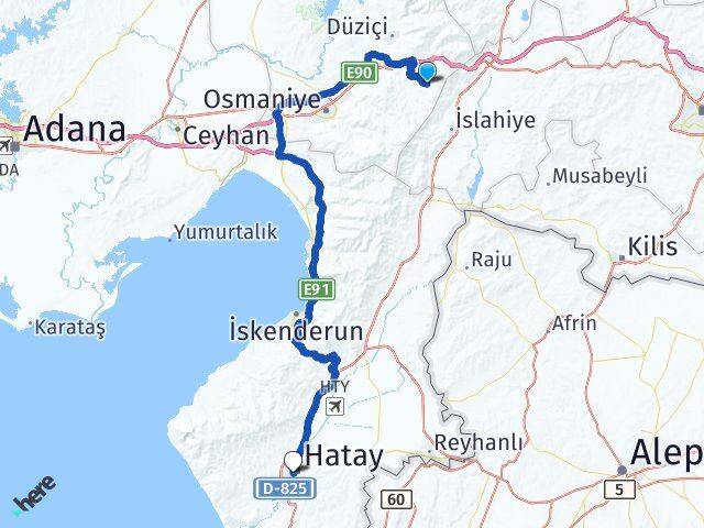 Osmaniye Hasanbeyli Hatay Arası Kaç Km - Yol Haritası