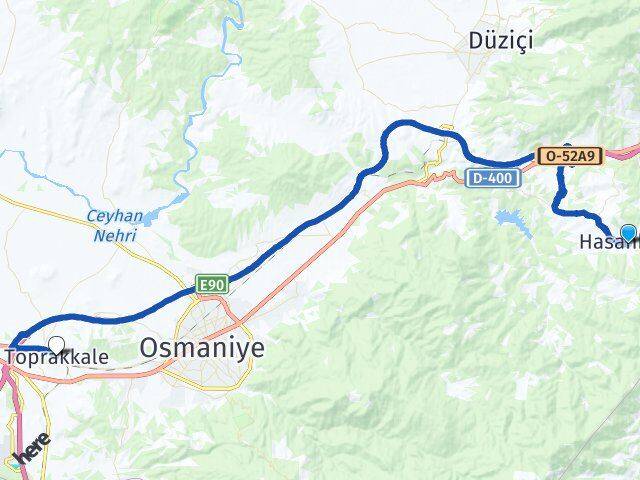 Osmaniye Hasanbeyli Toprakkale Arası Kaç Km - Yol Haritası