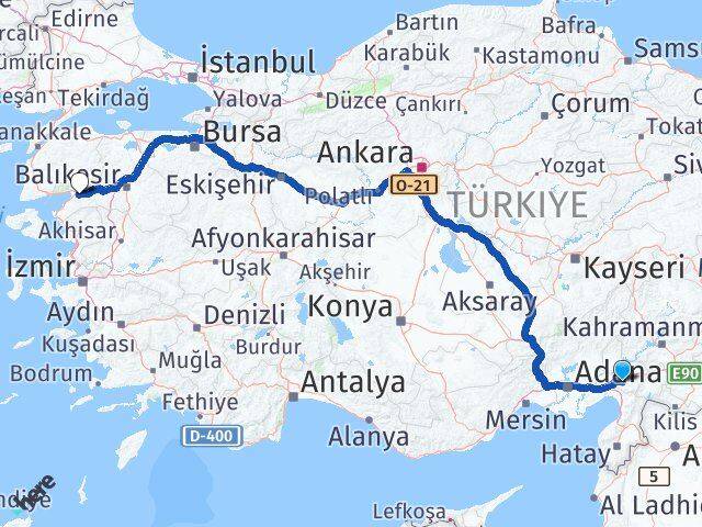 Osmaniye Havran Balıkesir Arası Kaç Km - Yol Haritası
