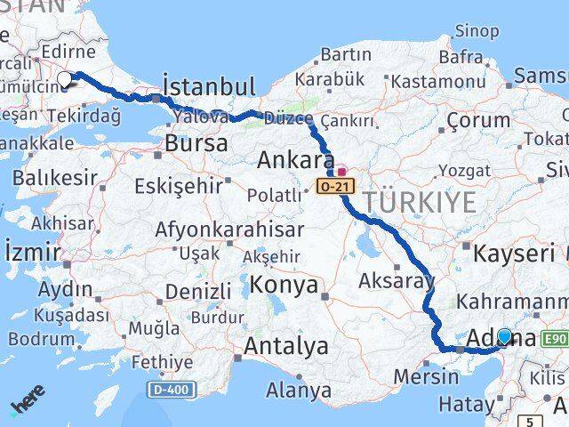 Osmaniye Hayrabolu Tekirdağ Arası Kaç Km - Yol Haritası