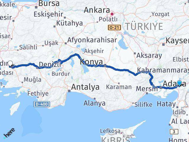 Osmaniye İncirliova Aydın Arası Kaç Km - Yol Haritası