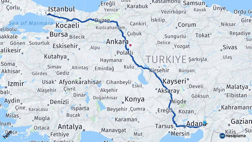 Osmaniye Kadıköy İstanbul Arası Kaç Km - Yol Haritası