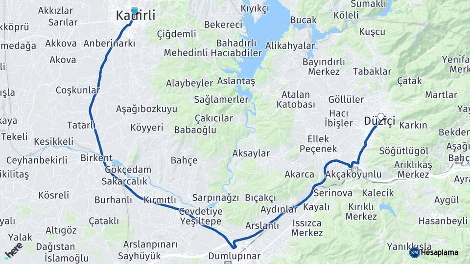 Osmaniye Kadirli Düziçi Arası Kaç Km - Yol Haritası