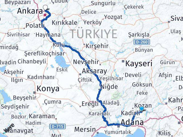 Osmaniye Kadirli Kafkas Keçiören Ankara Arası Kaç Km - Yol Haritası