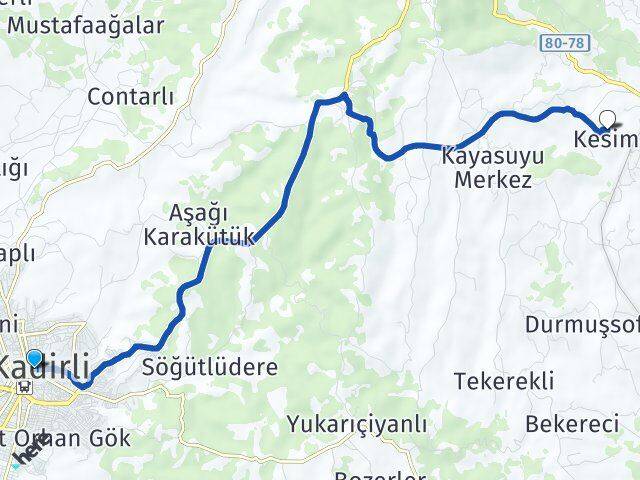 Osmaniye Kadirli Kesim Kadirli Arası Kaç Km - Yol Haritası