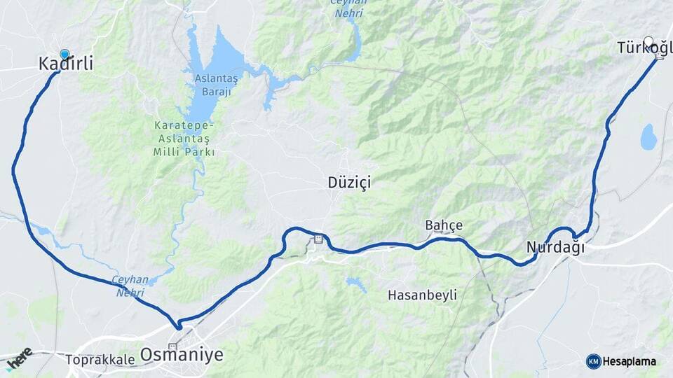Osmaniye Kadirli Türkoğlu Kahramanmaraş Arası Kaç Km - Yol Haritası