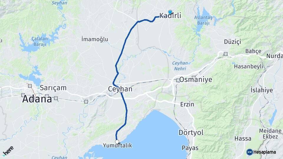 Osmaniye Kadirli Yumurtalık Adana Arası Kaç Km - Yol Haritası