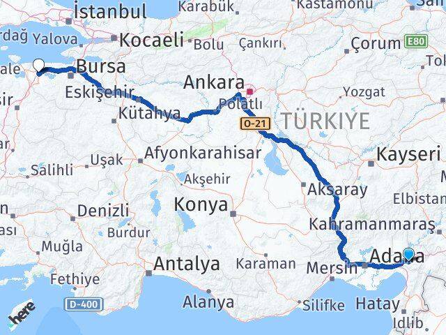 Osmaniye Karacabey Bursa Arası Kaç Km - Yol Haritası