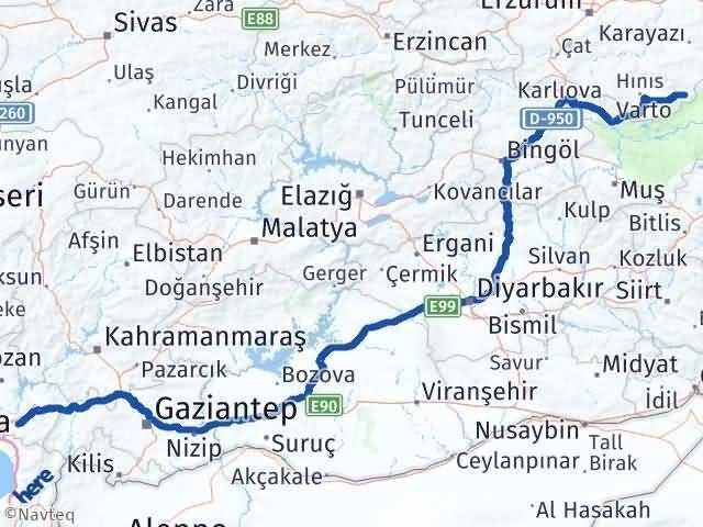 Osmaniye Karaçoban Erzurum Arası Kaç Km - Yol Haritası
