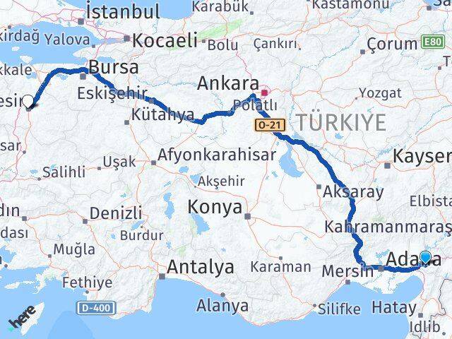 Osmaniye Karesi Balıkesir Arası Kaç Km - Yol Haritası