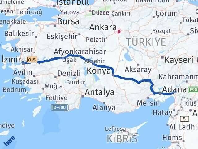 Osmaniye Karşıyaka İzmir Arası Kaç Km - Yol Haritası