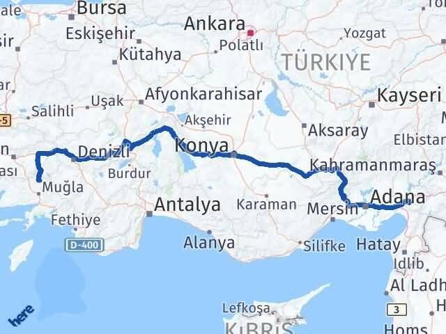 Osmaniye Kavaklıdere Muğla Arası Kaç Km - Yol Haritası