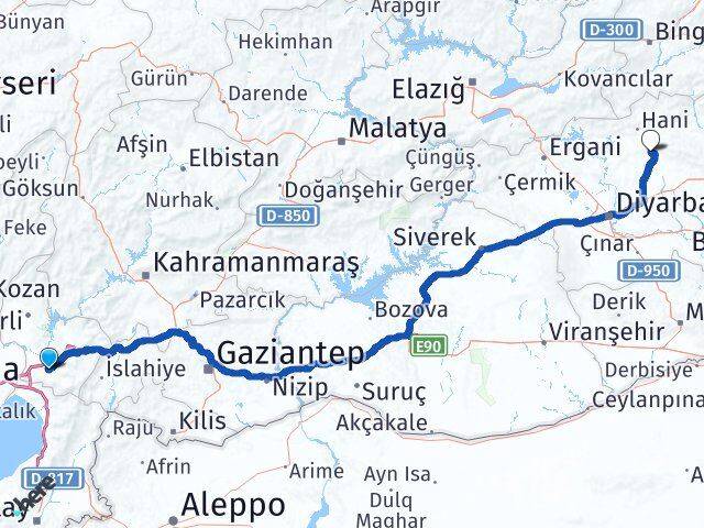 Osmaniye Kocaköy Diyarbakır Arası Kaç Km - Yol Haritası