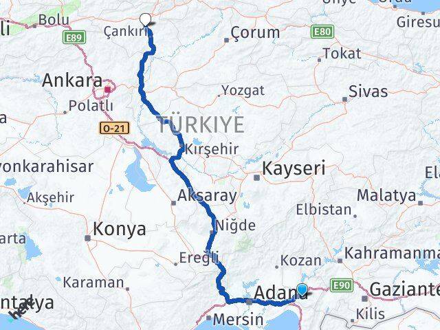 Osmaniye Korgun Çankırı Arası Kaç Km - Yol Haritası