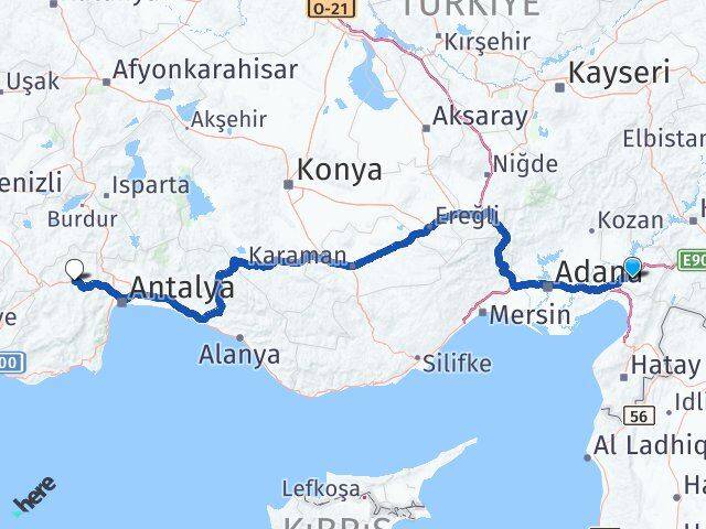 Osmaniye Korkuteli Antalya Arası Kaç Km - Yol Haritası
